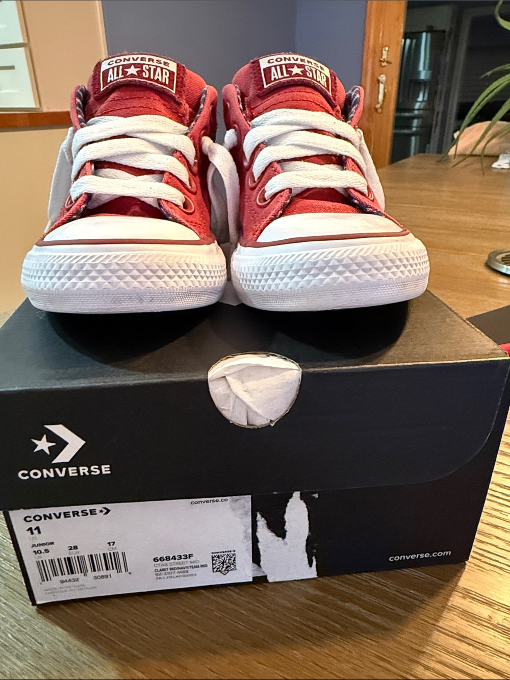 Converse Kids Red and White Low-Top Sneakers